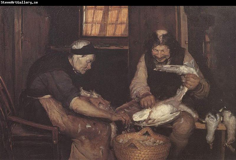 Anna Ancher Two Old People Plucking Gulls